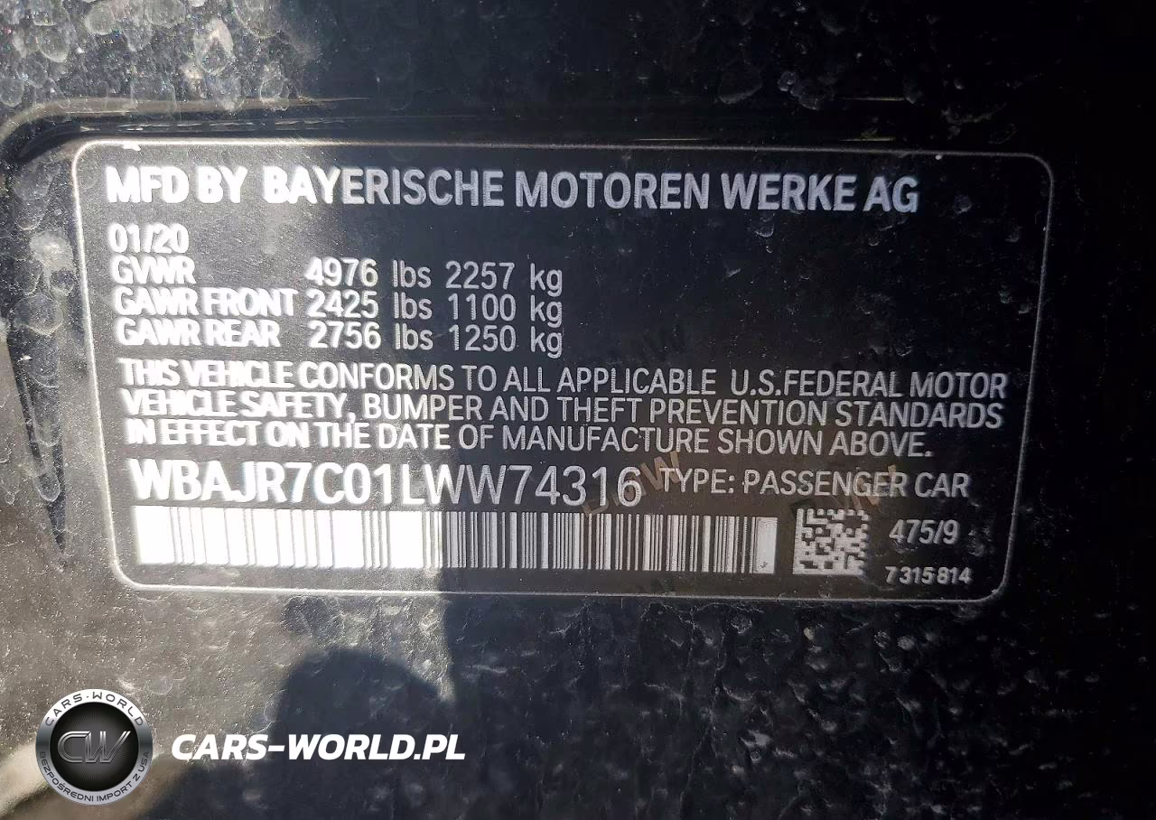 2020 BMW 530 Xi VIN:WBAJR7C01LWW74316 - 12