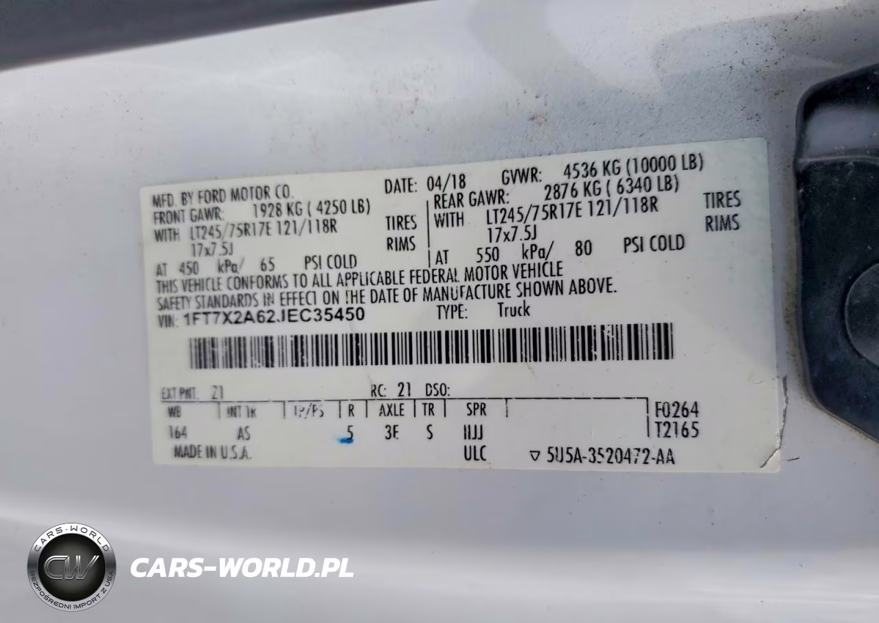 2018 Ford F250 Super Duty VIN:1FT7X2A62JEC35450 - 14