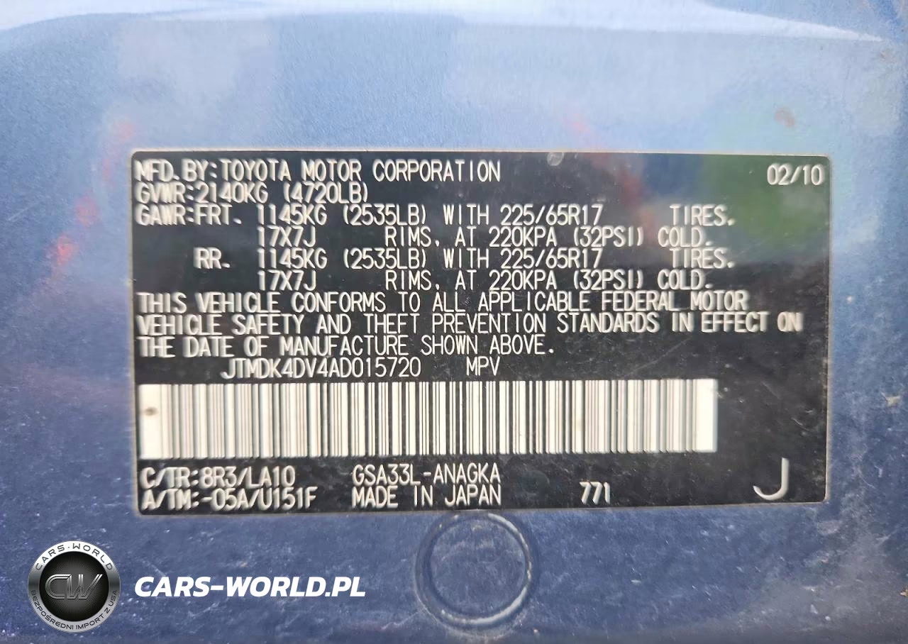 2010 Toyota Rav4 Limited VIN:JTMDK4DV4AD015720 - 12