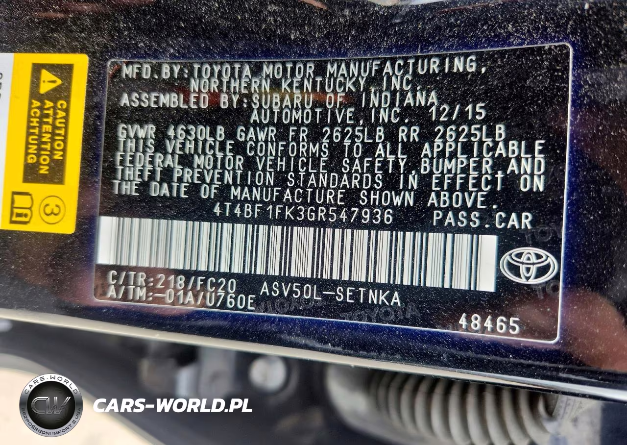 2016 Toyota Camry VIN:4T4BF1FK3GR547936 - 12