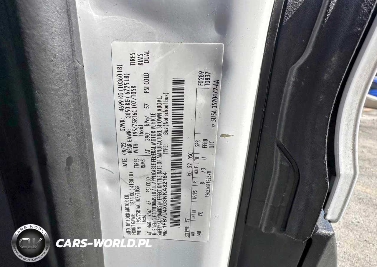2022 Ford Transit T-350 Hd VIN:1FBVU4XG3NKA82164 - 10