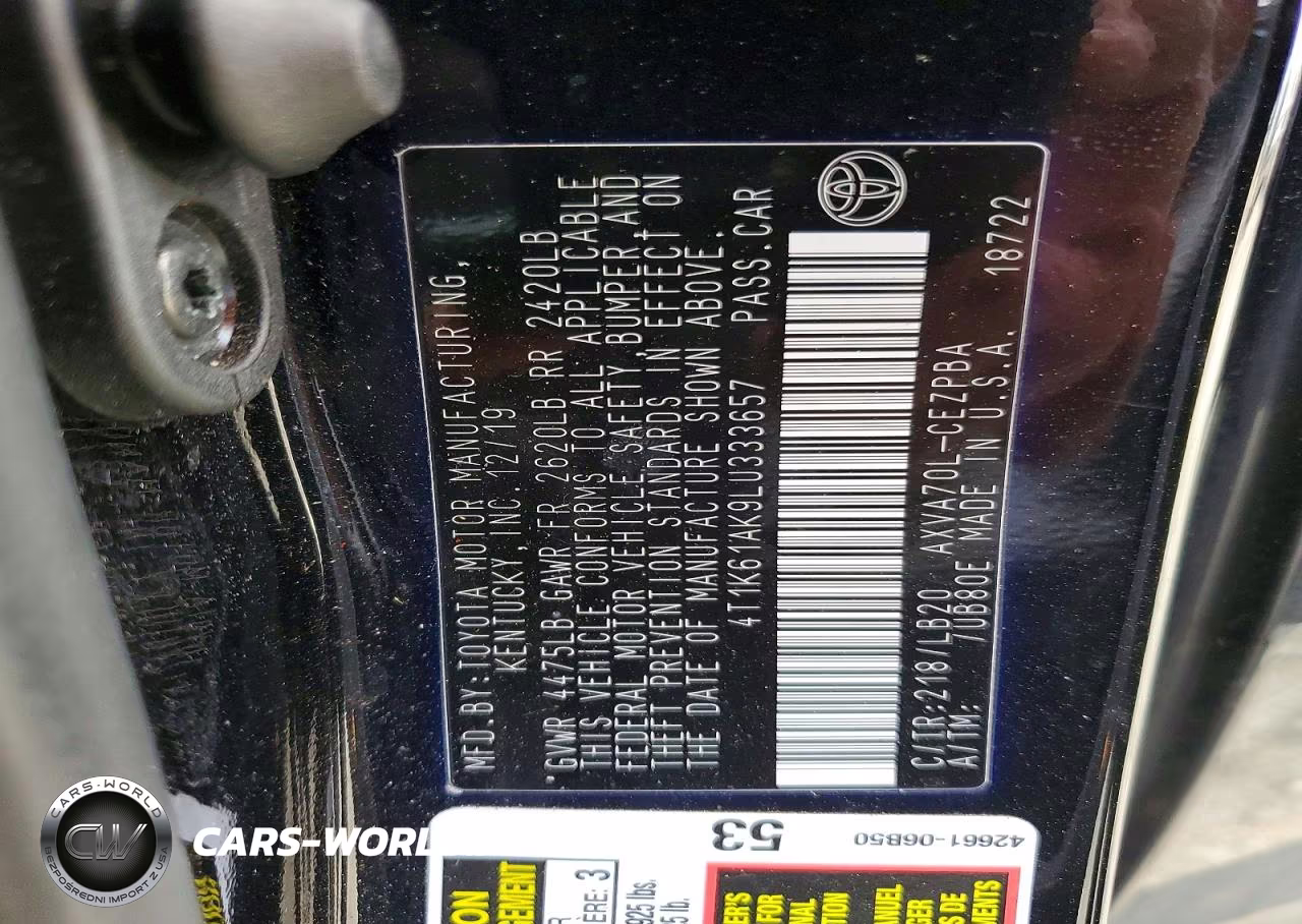2020 Toyota Camry Xse VIN:4T1K61AK9LU333657 - 12