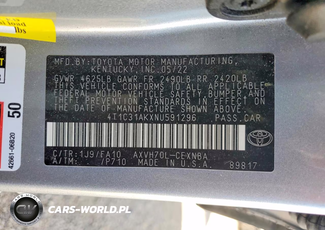 2022 Toyota Camry Hybrid Le VIN:4T1C31AKXNU591296 - 13