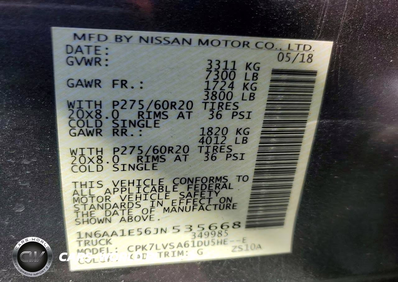 2018 Nissan Titan Sl VIN:1N6AA1E56JN535668 - 12