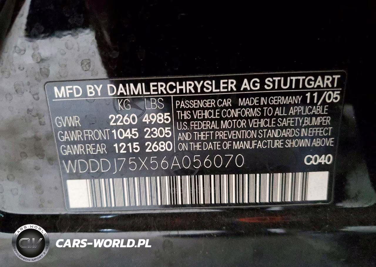 2006 Mercedes-Benz Cls 500C VIN:WDDDJ75X56A056070 - 12