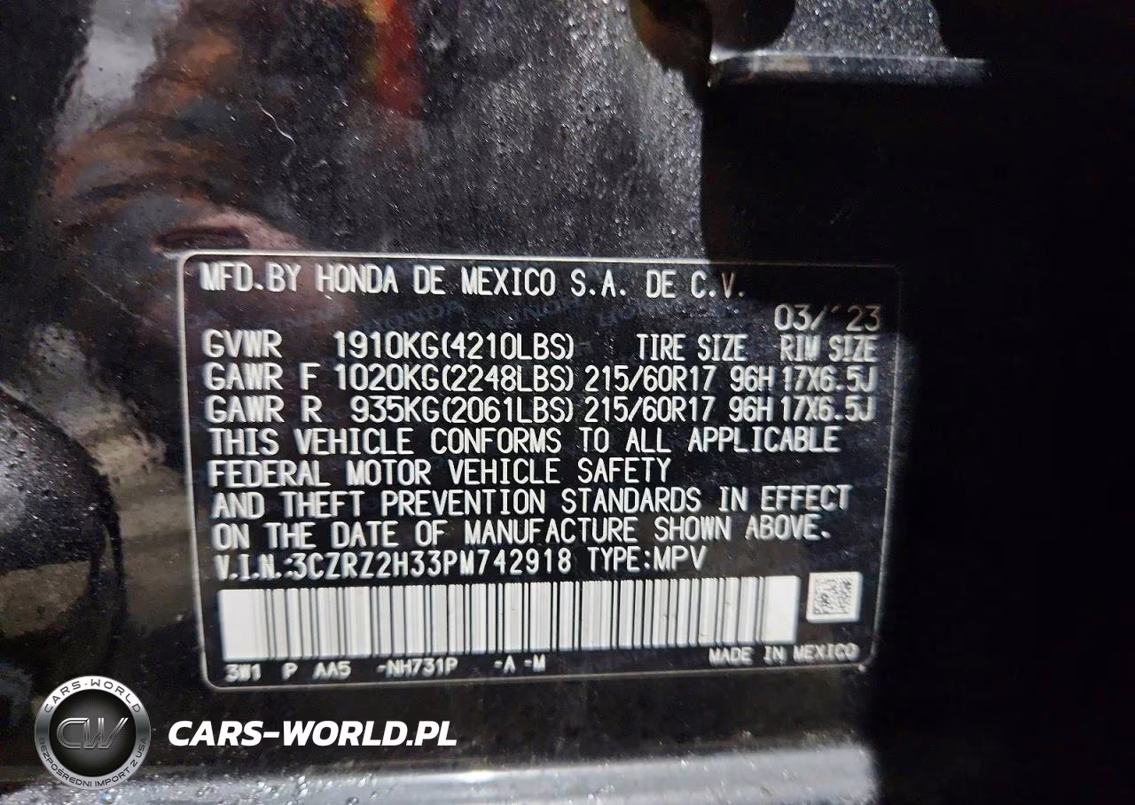 2023 Honda Hr-V Lx VIN:3CZRZ2H33PM742918 - 12
