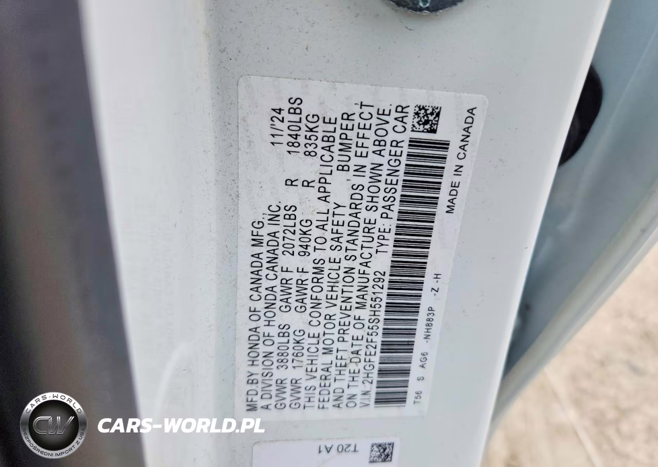 2025 Honda Civic Sport VIN:2HGFE2F55SH551292 - 12
