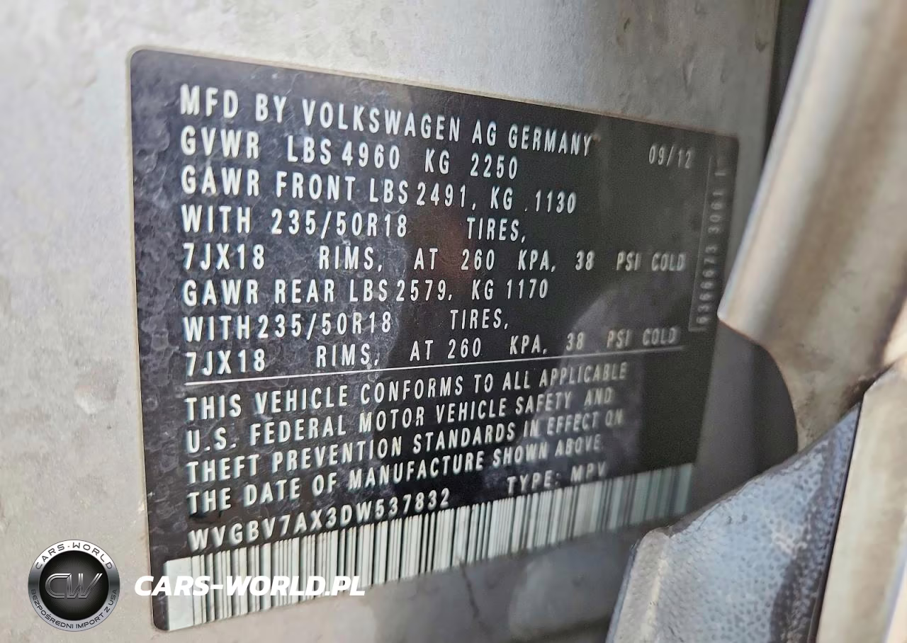 2013 Volkswagen Tiguan S VIN:WVGBV7AX3DW537832 - 12