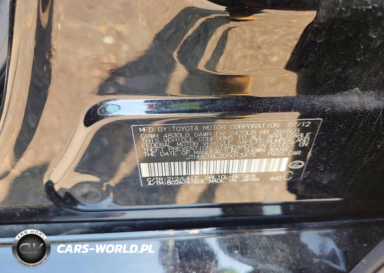 2013 Lexus Gs 350 Base VIN:JTHBE1BL2D5013475 - 13