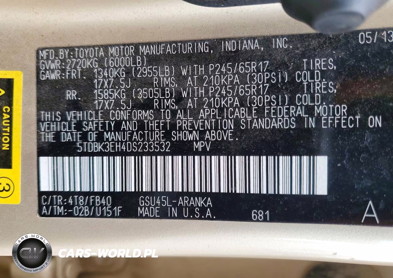 2013 Toyota Highlander Base VIN:5TDBK3EH4DS233532 - 13