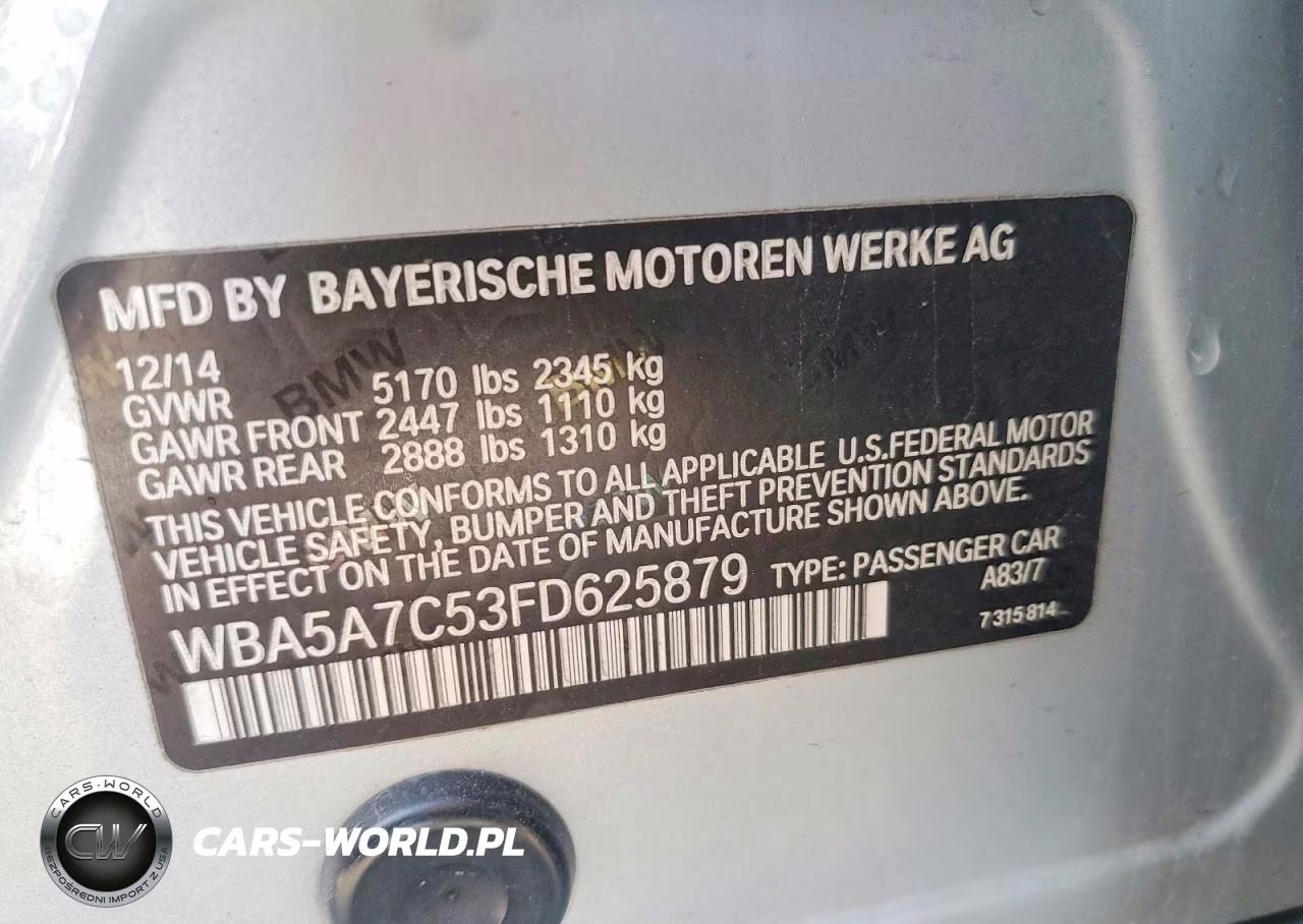 2015 BMW 528 Xi VIN:WBA5A7C53FD625879 - 12