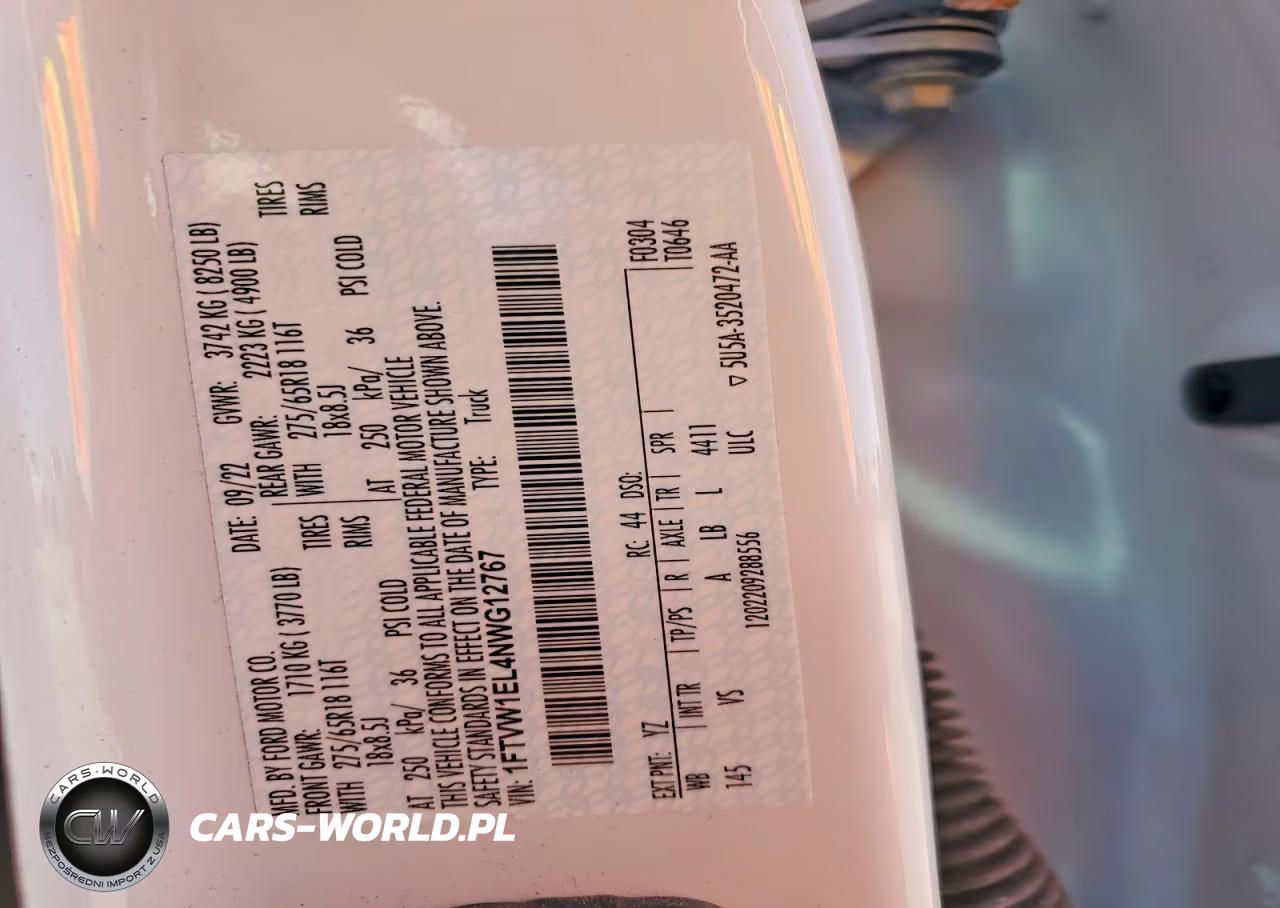 2022 Ford F150 Lightning Pro VIN:1FTVW1EL4NWG12767 - 12