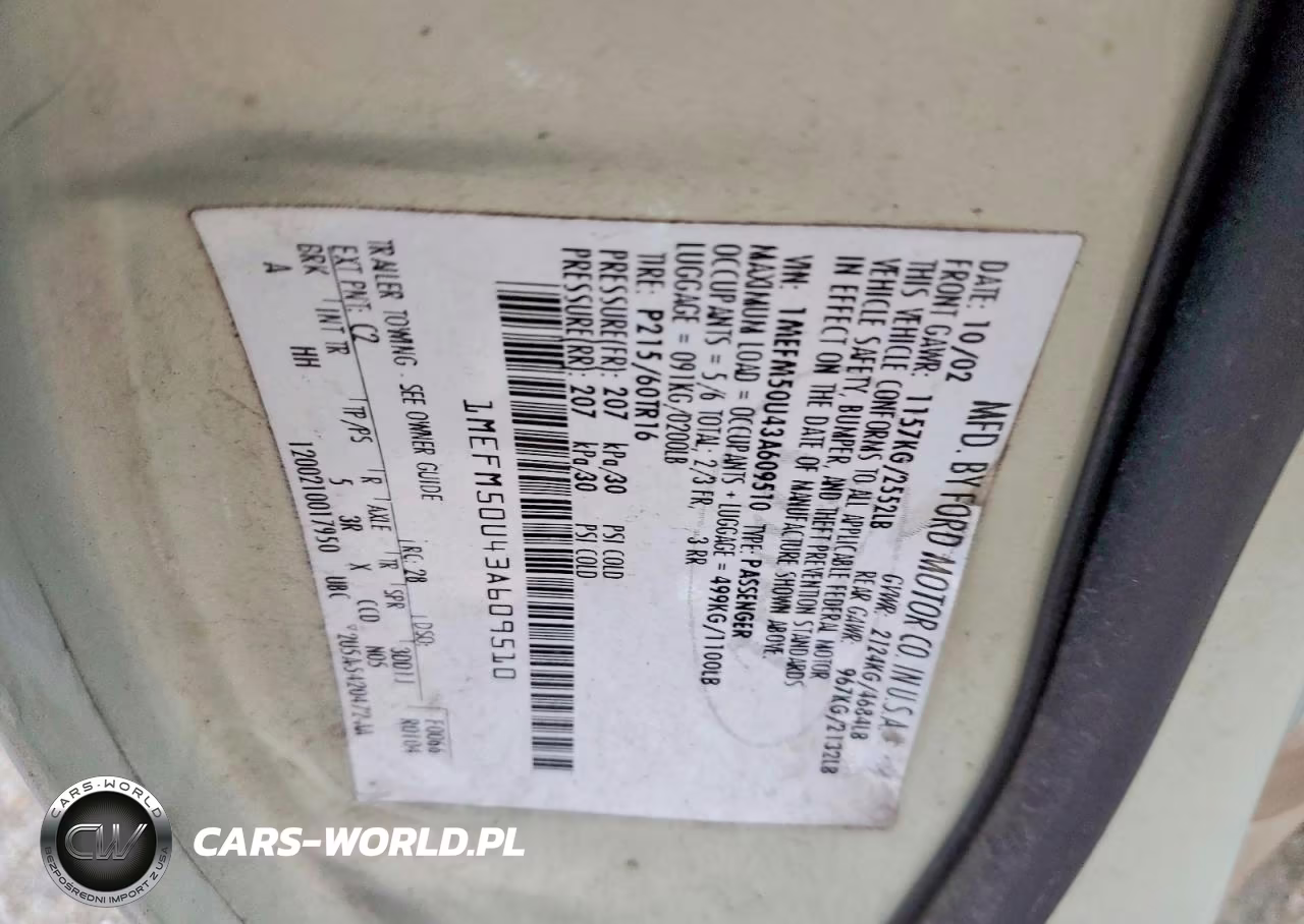 2003 Mercury Sable Gs VIN:1MEFM50U43A609510 - 12