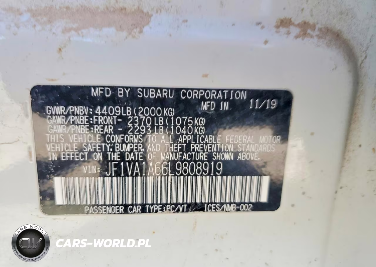 2020 Subaru Wrx VIN:JF1VA1A66L9808919 - 13