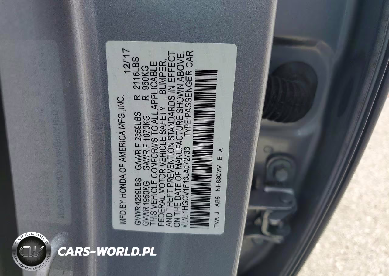 2018 Honda Accord Lx VIN:1HGCV1F13JA072733 - 12