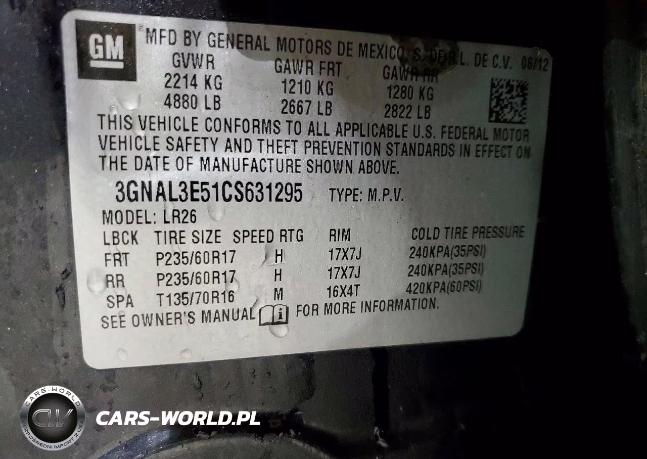 2012 Chevrolet Captiva Sport VIN:3GNAL3E51CS631295 - 13
