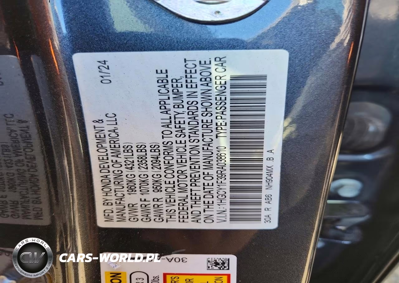 2024 Honda Accord Ex VIN:1HGCY1F39RA038610 - 12