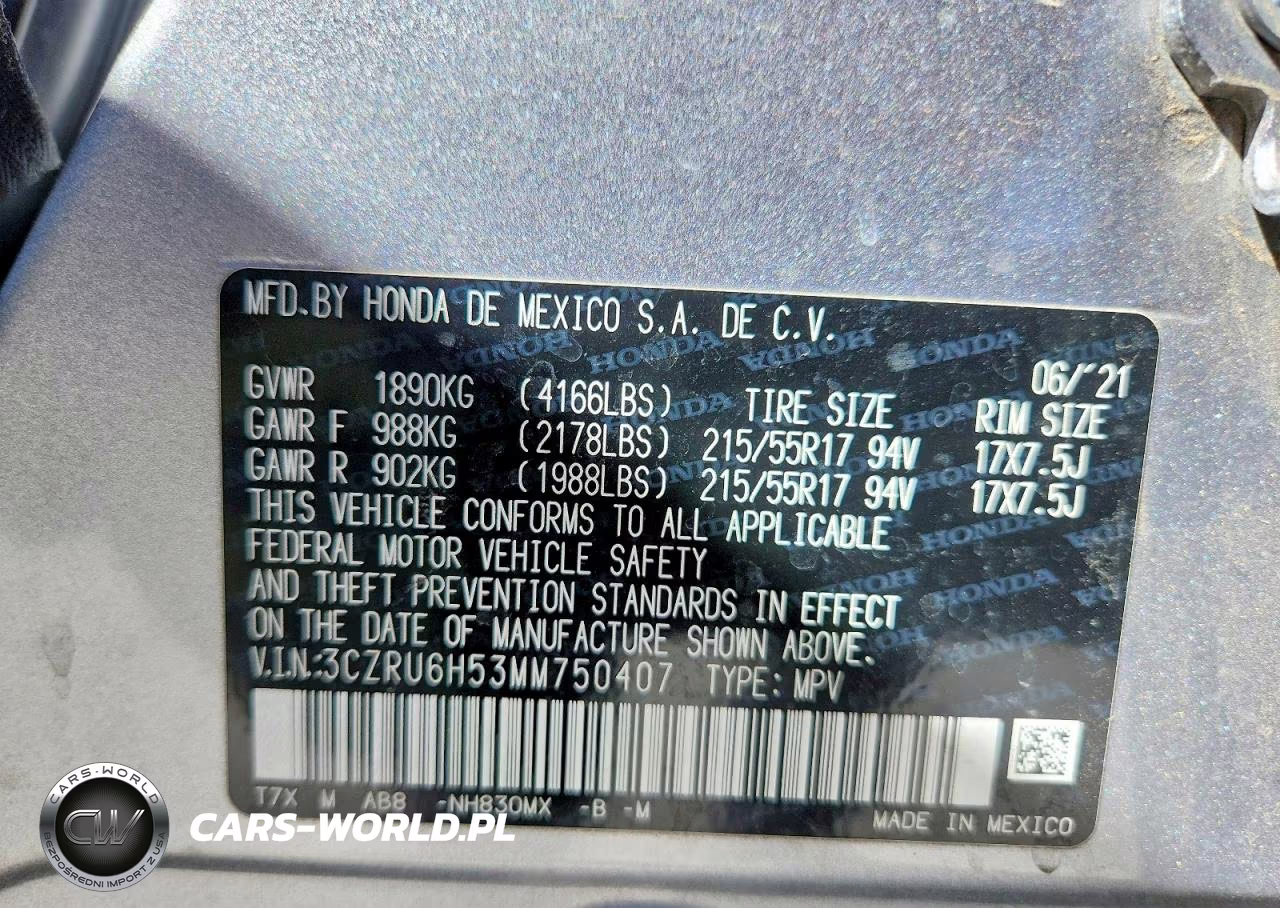 2021 Honda Hr-V Ex VIN:3CZRU6H53MM750407 - 13
