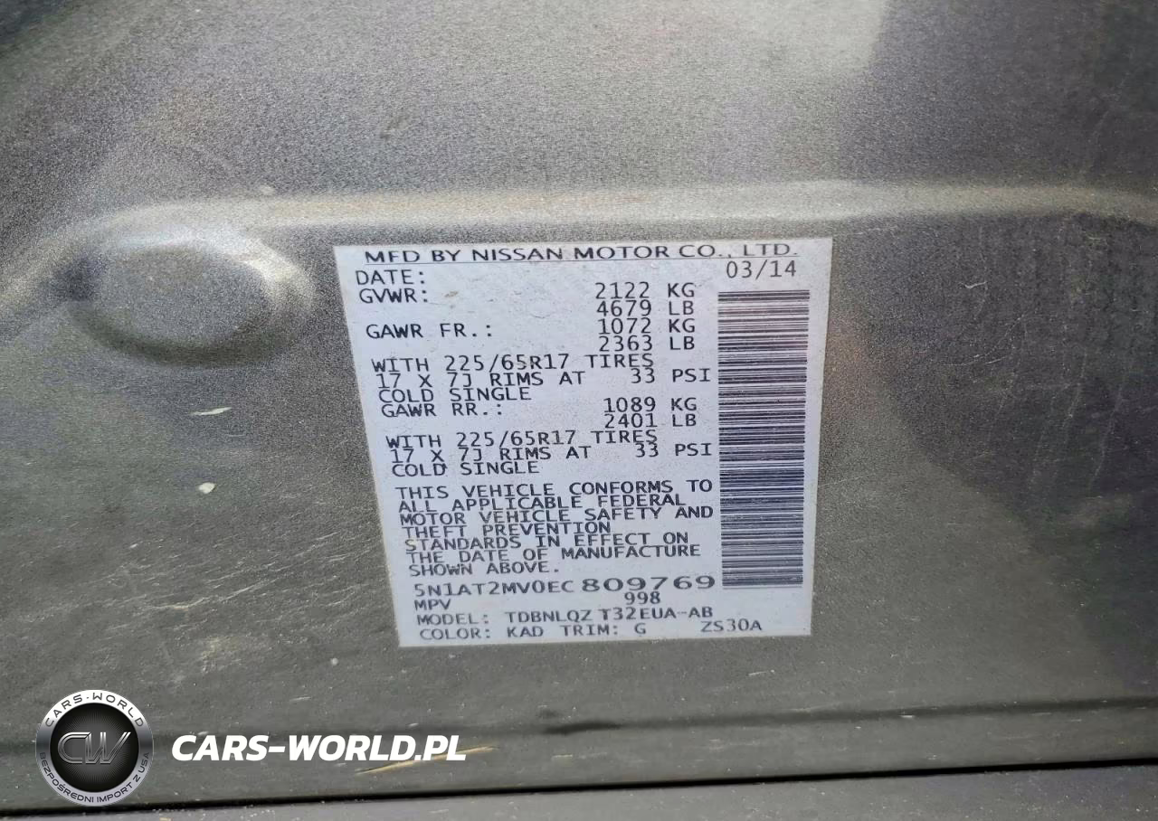 2014 Nissan Rogue Sv VIN:5N1AT2MV0EC809769 - 13