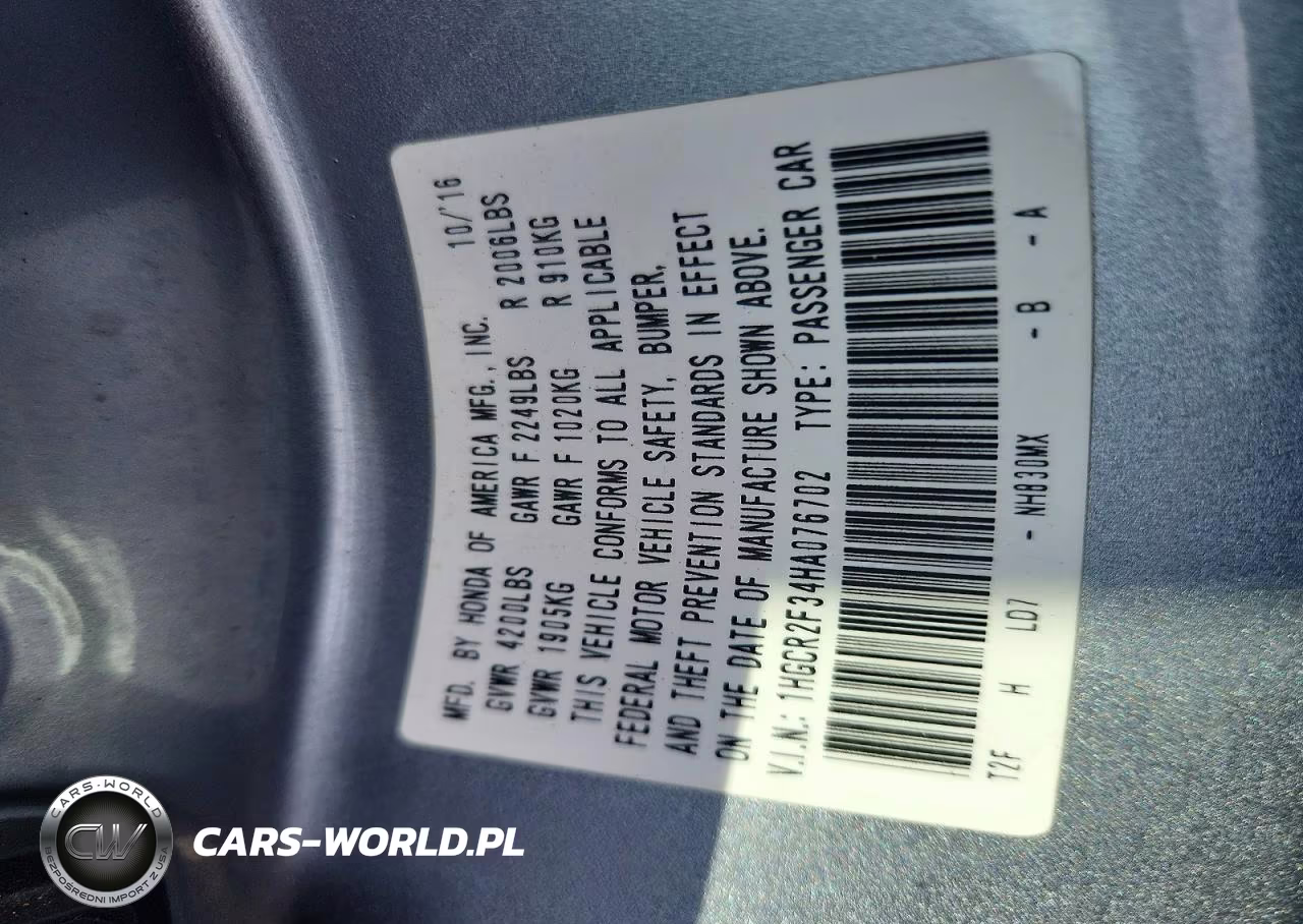 2017 Honda Accord Lx VIN:1HGCR2F34HA076702 - 13