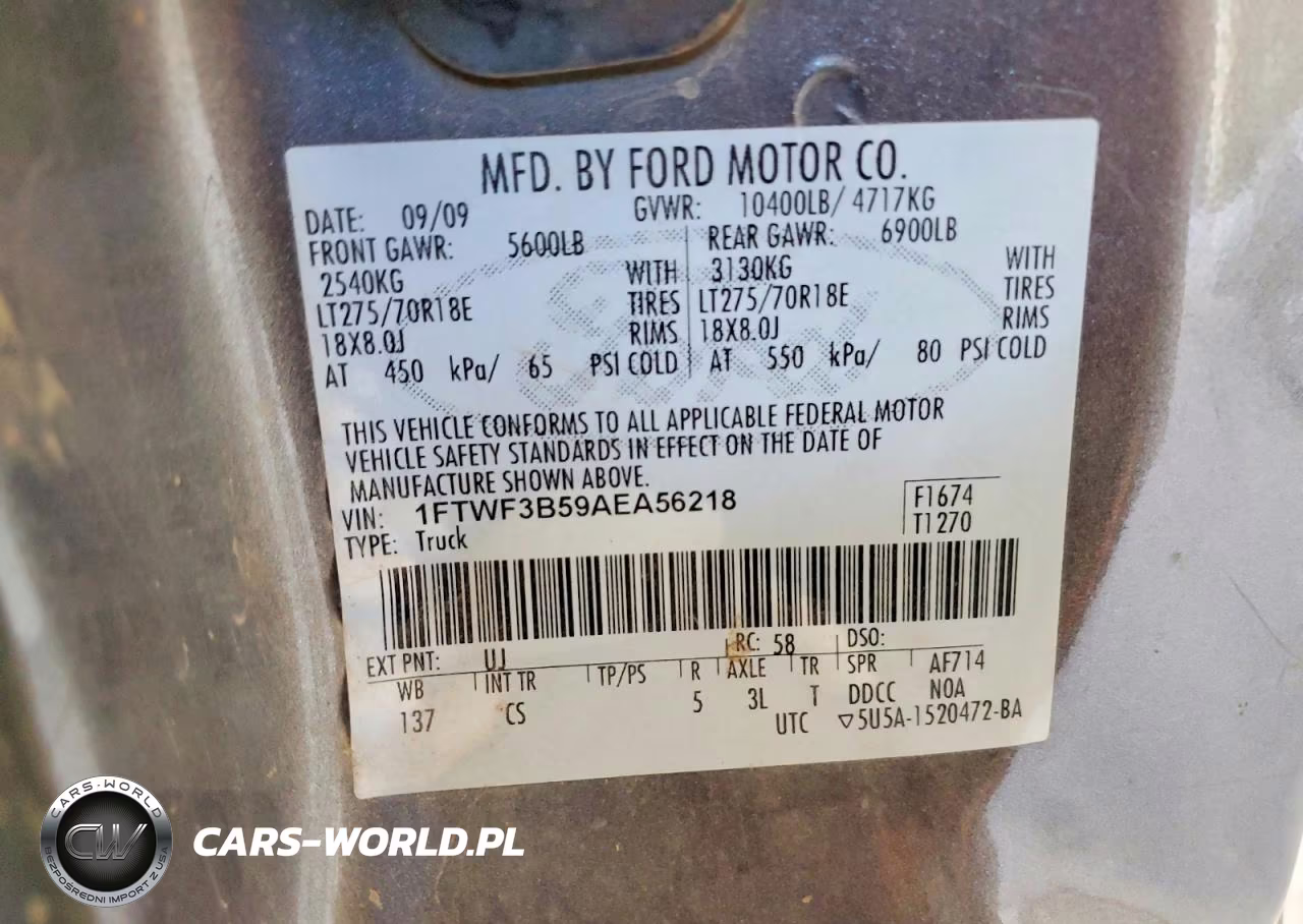 2010 Ford F350 Super Duty VIN:1FTWF3B59AEA56218 - 12