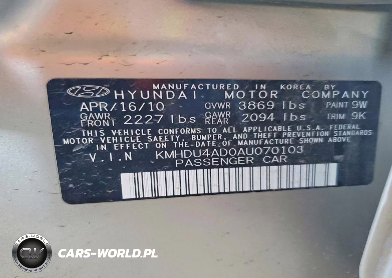 2010 Hyundai Elantra Gls VIN:KMHDU4AD0AU070103 - 12
