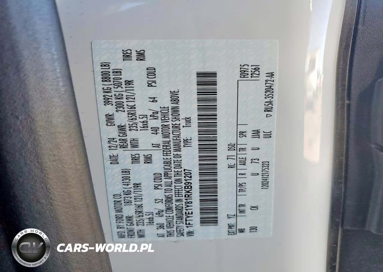 2024 Ford Transit VIN:1FTYE1Y81RKB91207 - 13