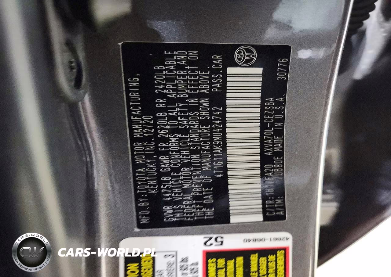 2021 Toyota Camry Se VIN:4T1G11AK9MU424742 - 12
