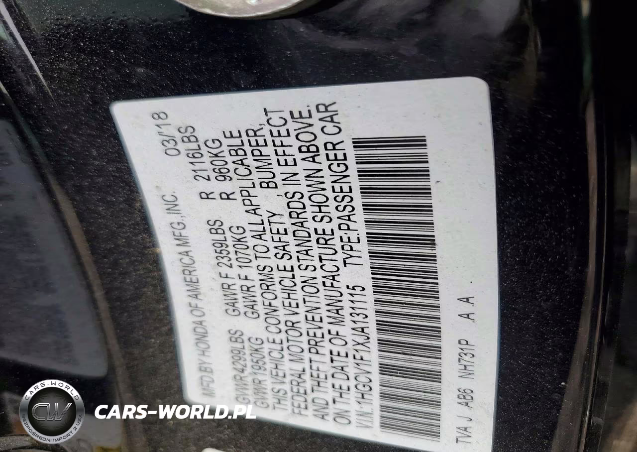 2018 Honda Accord Lx VIN:1HGCV1F1XJA131115 - 12