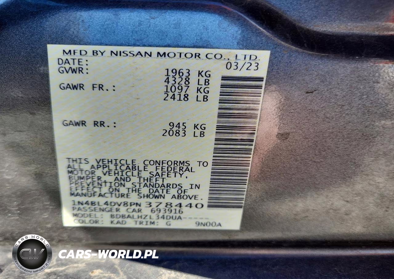 2023 Nissan Altima 2.5 Sv VIN:1N4BL4DV8PN378440 - 12