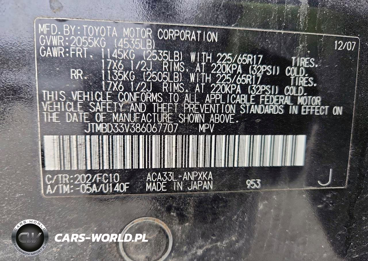 2008 Toyota Rav4 Base VIN:JTMBD33V386067707 - 13