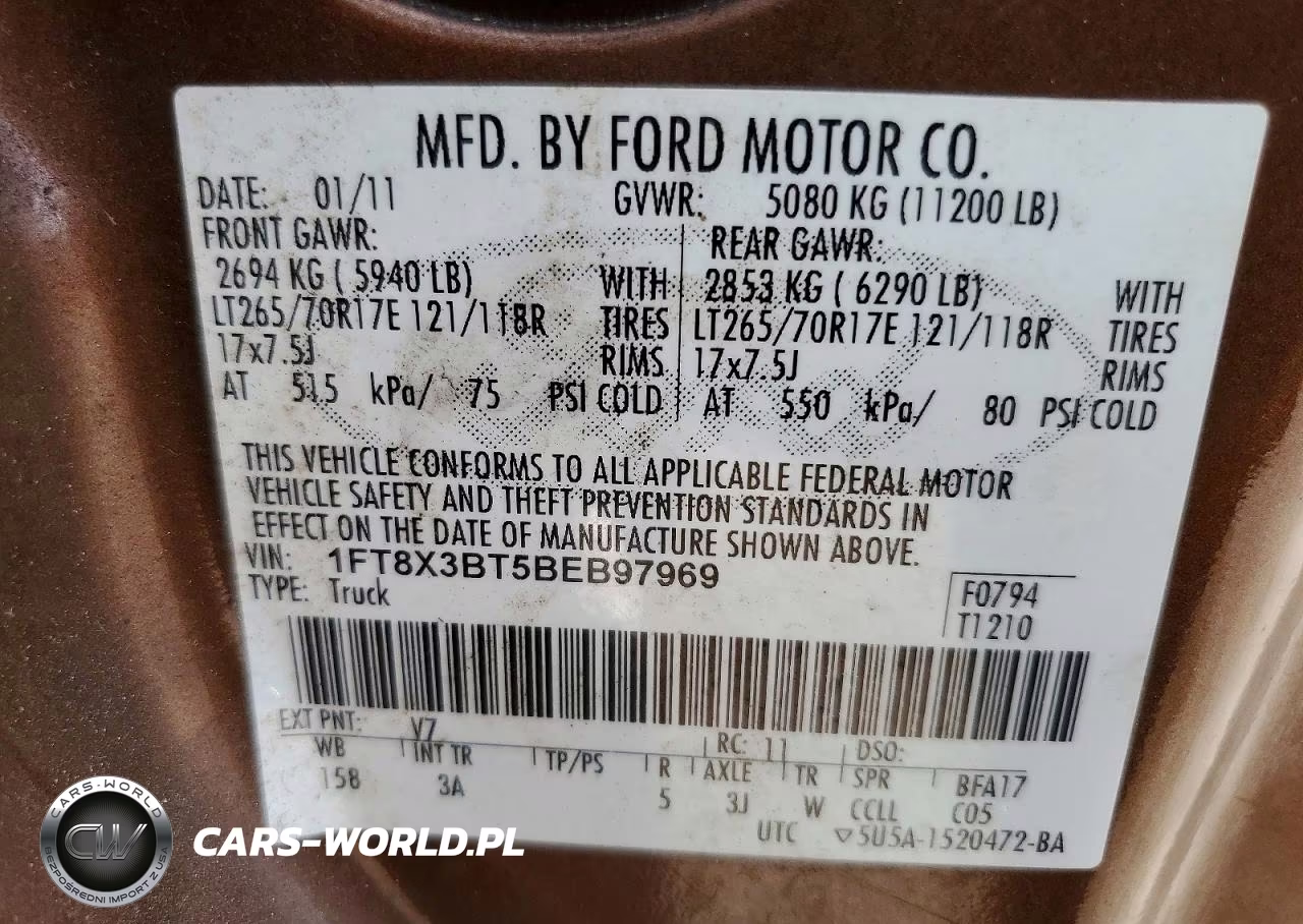 2011 Ford F350 Super Duty VIN:1FT8X3BT5BEB97969 - 12