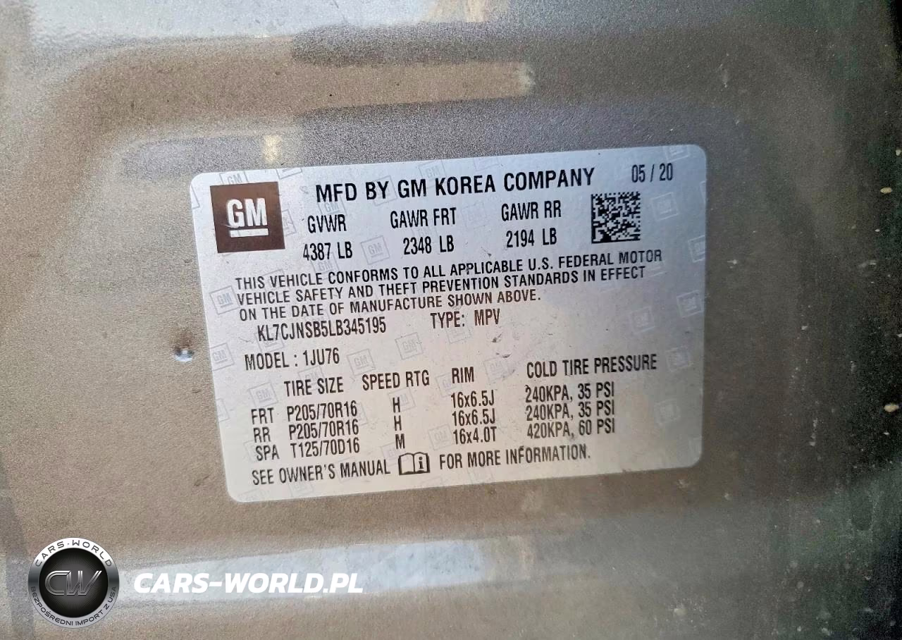 2020 Chevrolet Trax Ls VIN:KL7CJNSB5LB345195 - 12