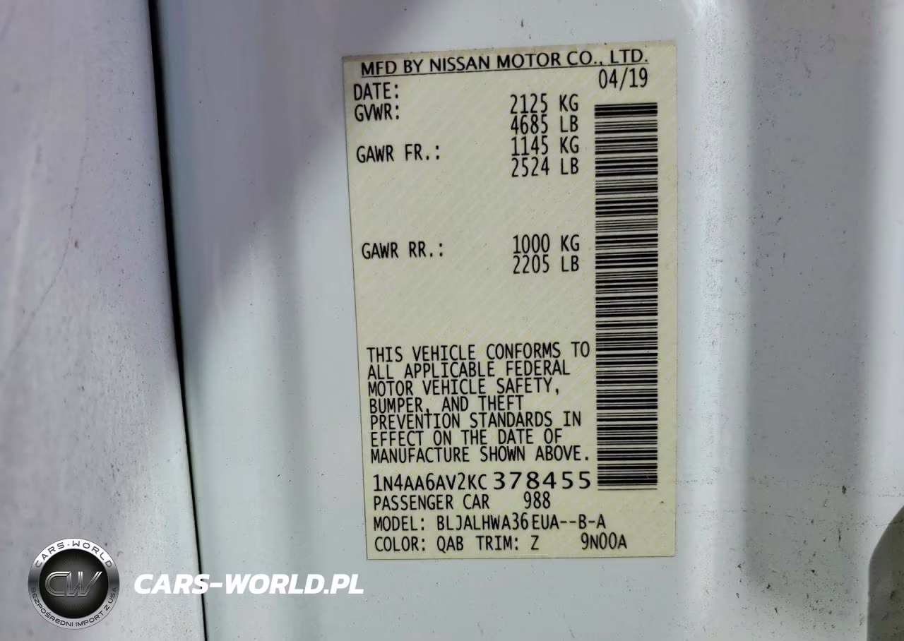 2019 Nissan Maxima Platinum VIN:1N4AA6AV2KC378455 - 12