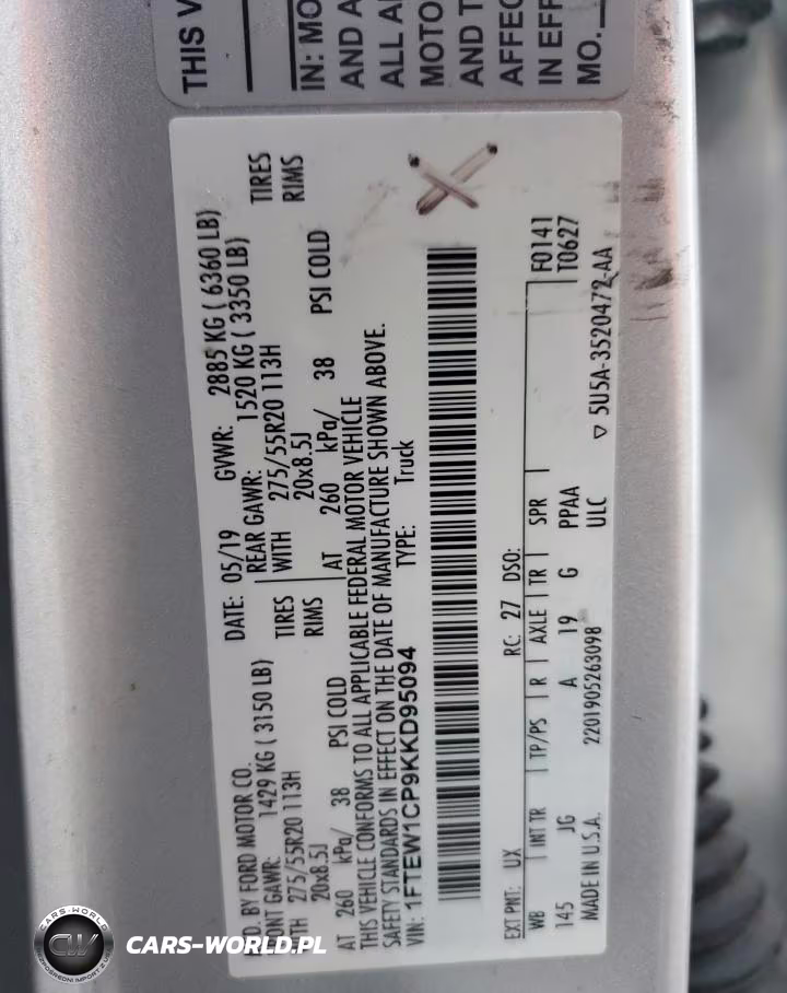 2019 Ford F150 Supercrew VIN:1FTEW1CP9KKD95094 - 12