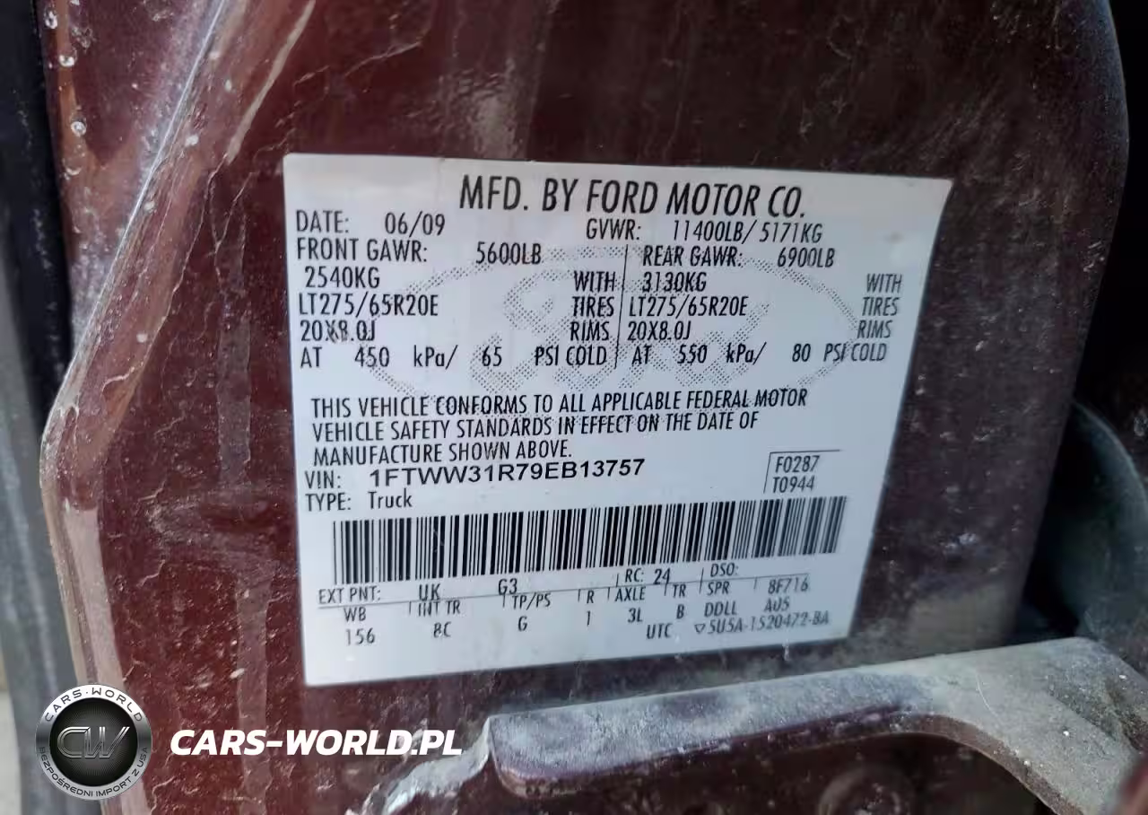 2009 Ford F350 Super Duty VIN:1FTWW31R79EB13757 - 12