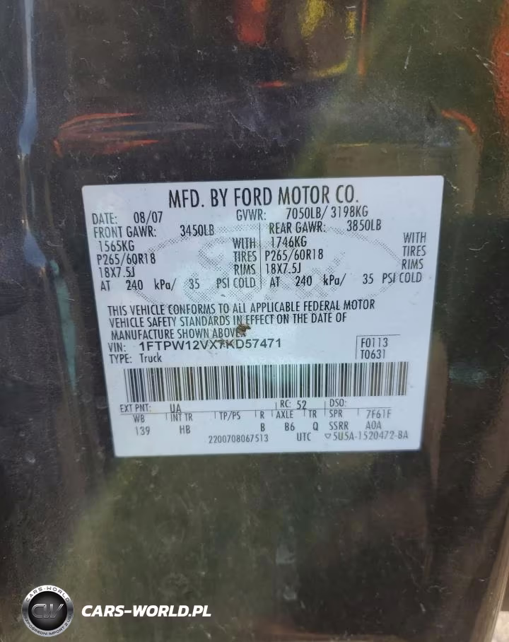 2007 Ford F150 Supercrew VIN:1FTPW12VX7KD57471 - 13