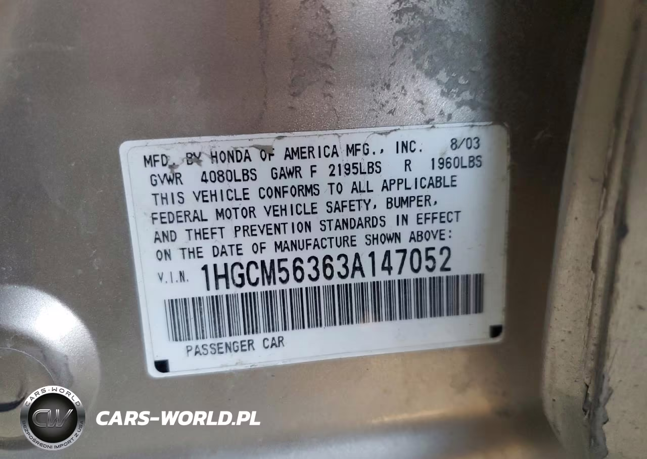 2003 Honda Accord Lx VIN:1HGCM56363A147052 - 13