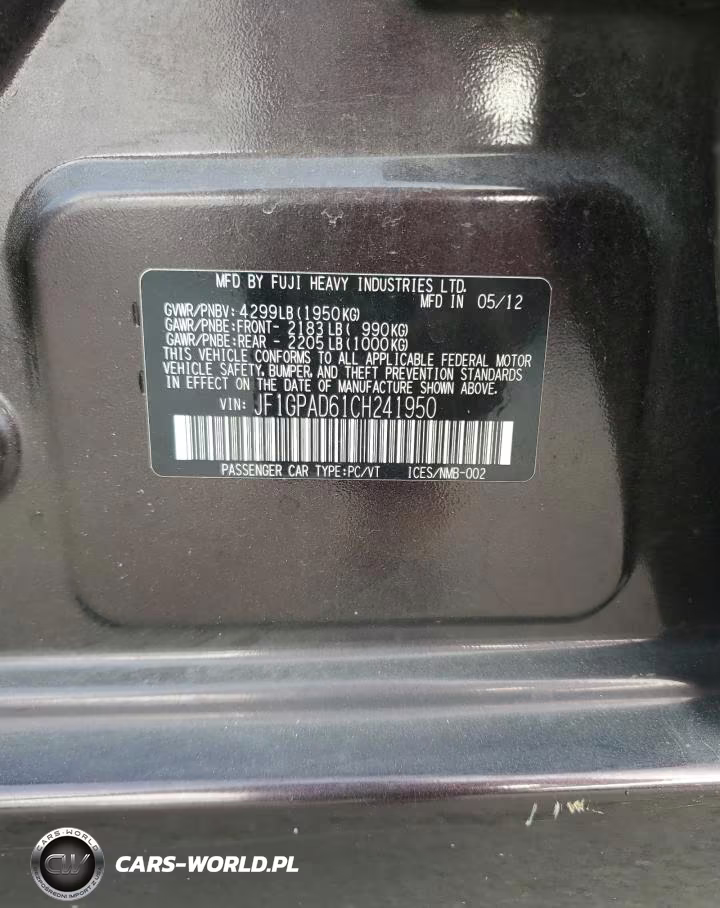 2012 Subaru Impreza Premium VIN:JF1GPAD61CH241950 - 12
