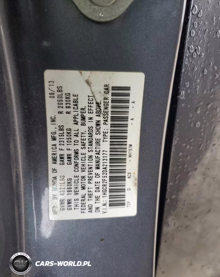 2013 Honda Accord Sport VIN:1HGCR2F52DA213177 - 12