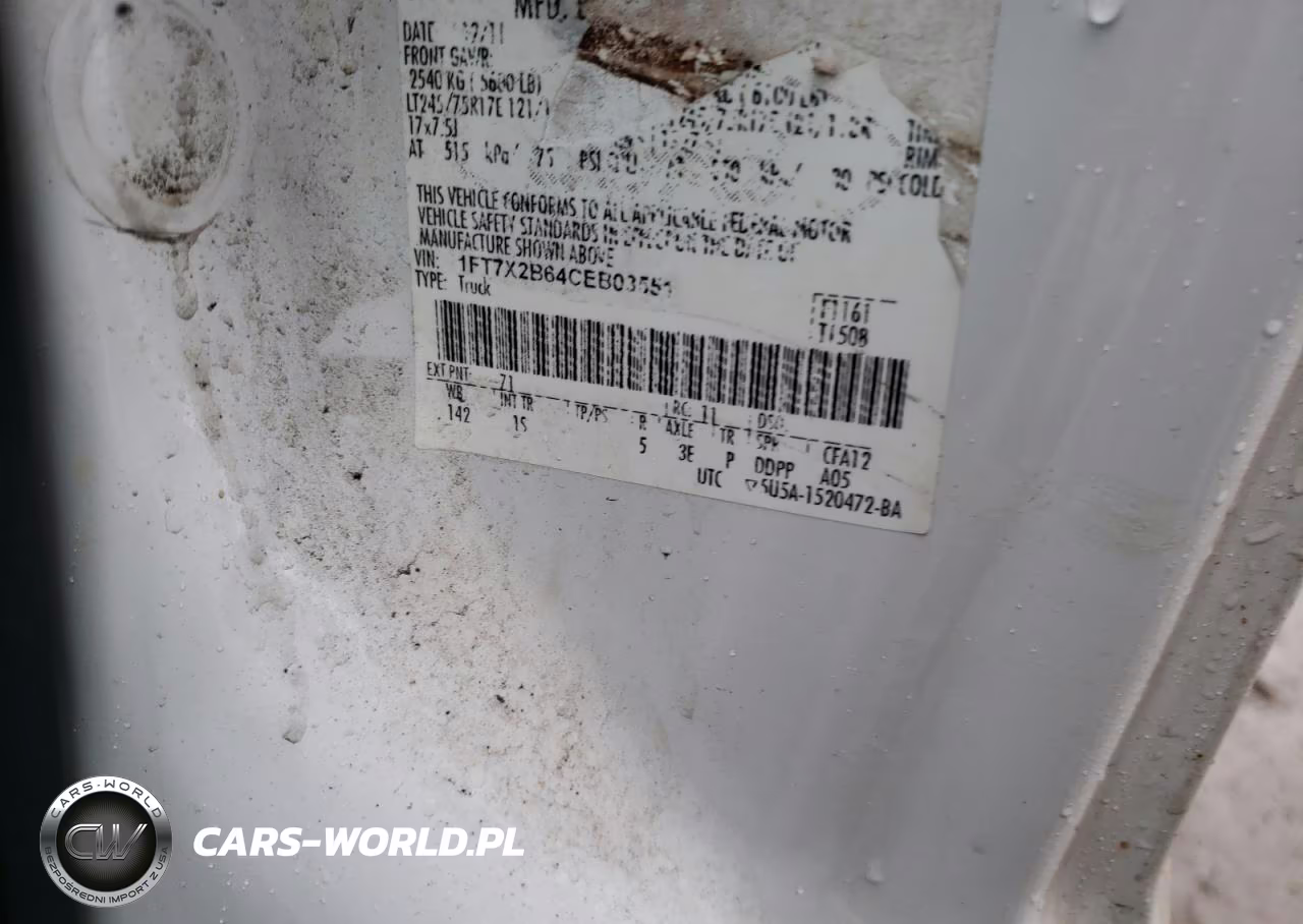 2012 Ford F250 Super Duty VIN:1FT7X2B64CEB03551 - 12