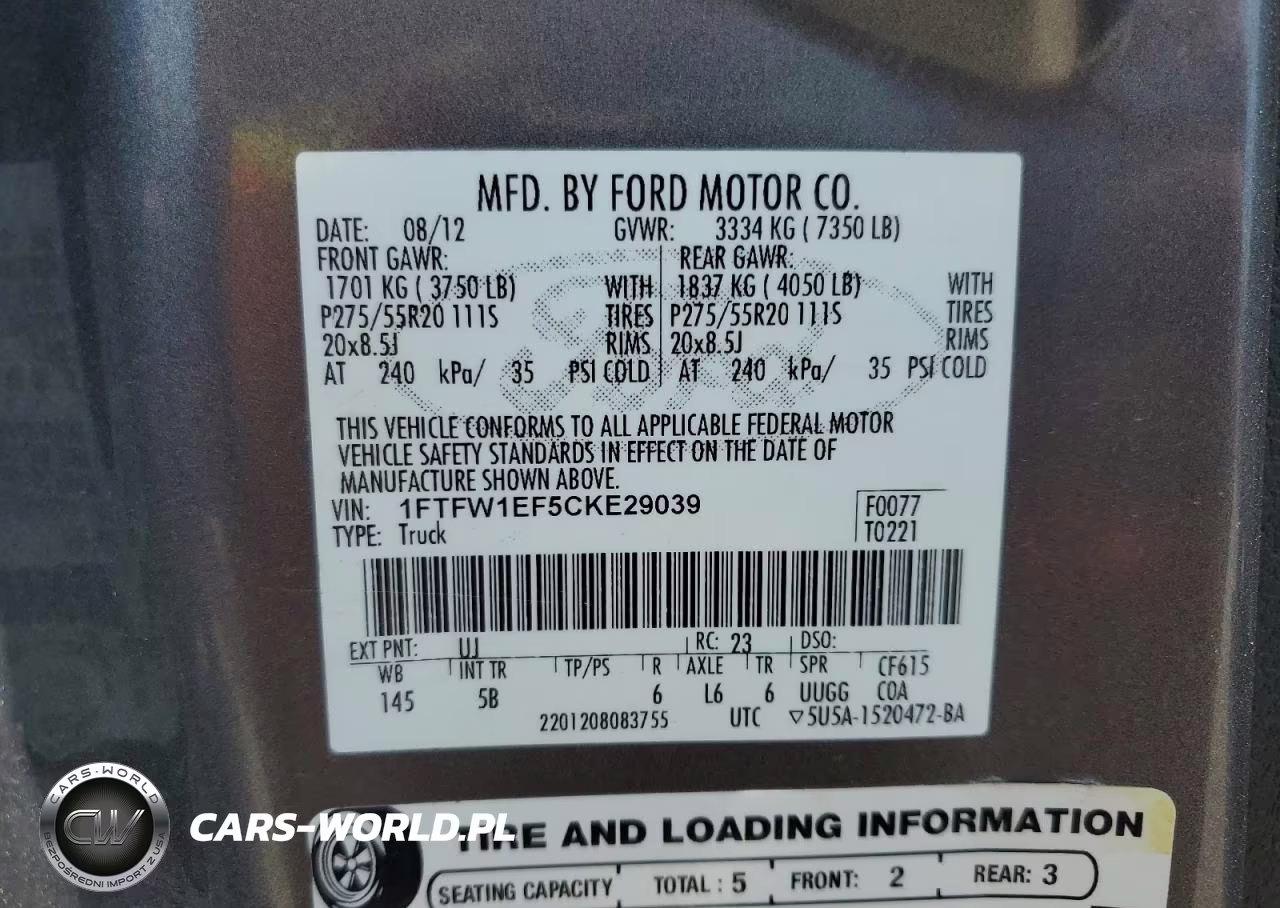 2012 Ford F150 Supercrew VIN:1FTFW1EF5CKE29039 - 12