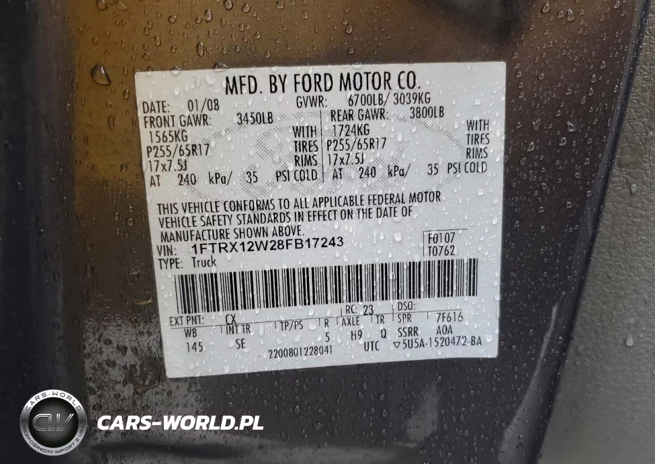 2008 Ford F150 VIN:1FTRX12W28FB17243 - 12