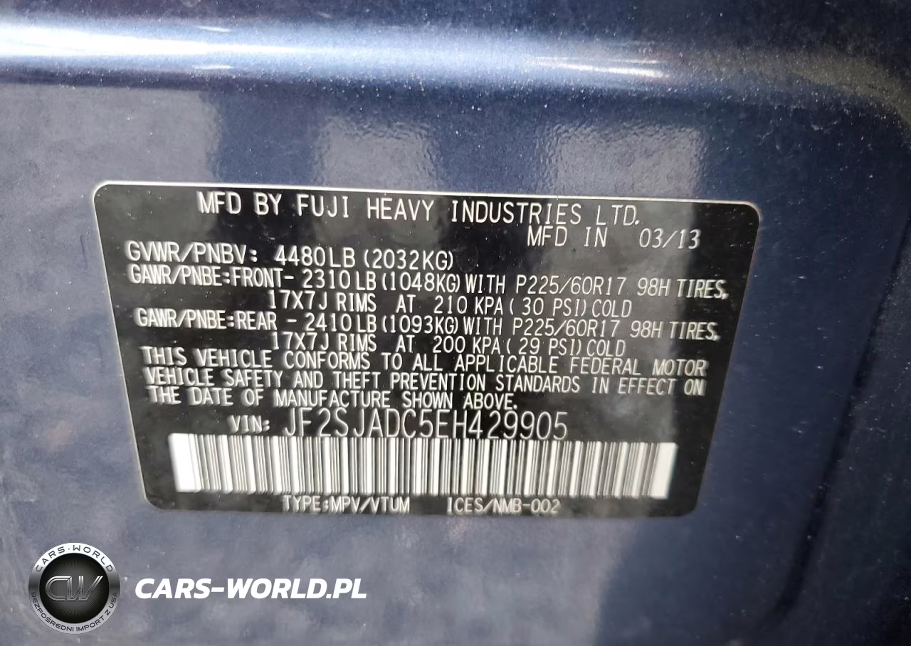 2014 Subaru Forester 2.5I Premium VIN:JF2SJADC5EH429905 - 13