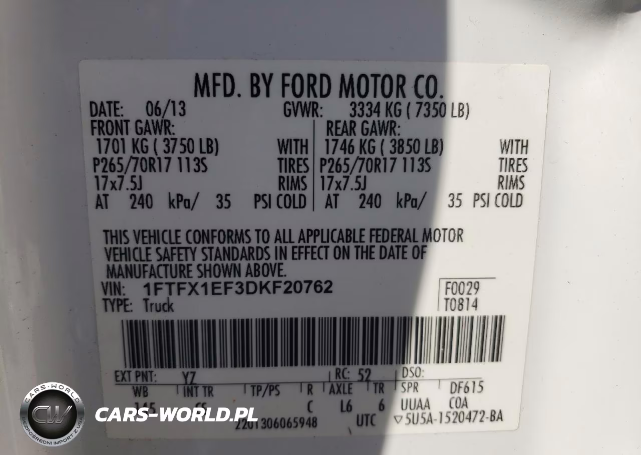 2013 Ford F150 Super Cab VIN:1FTFX1EF3DKF20762 - 12