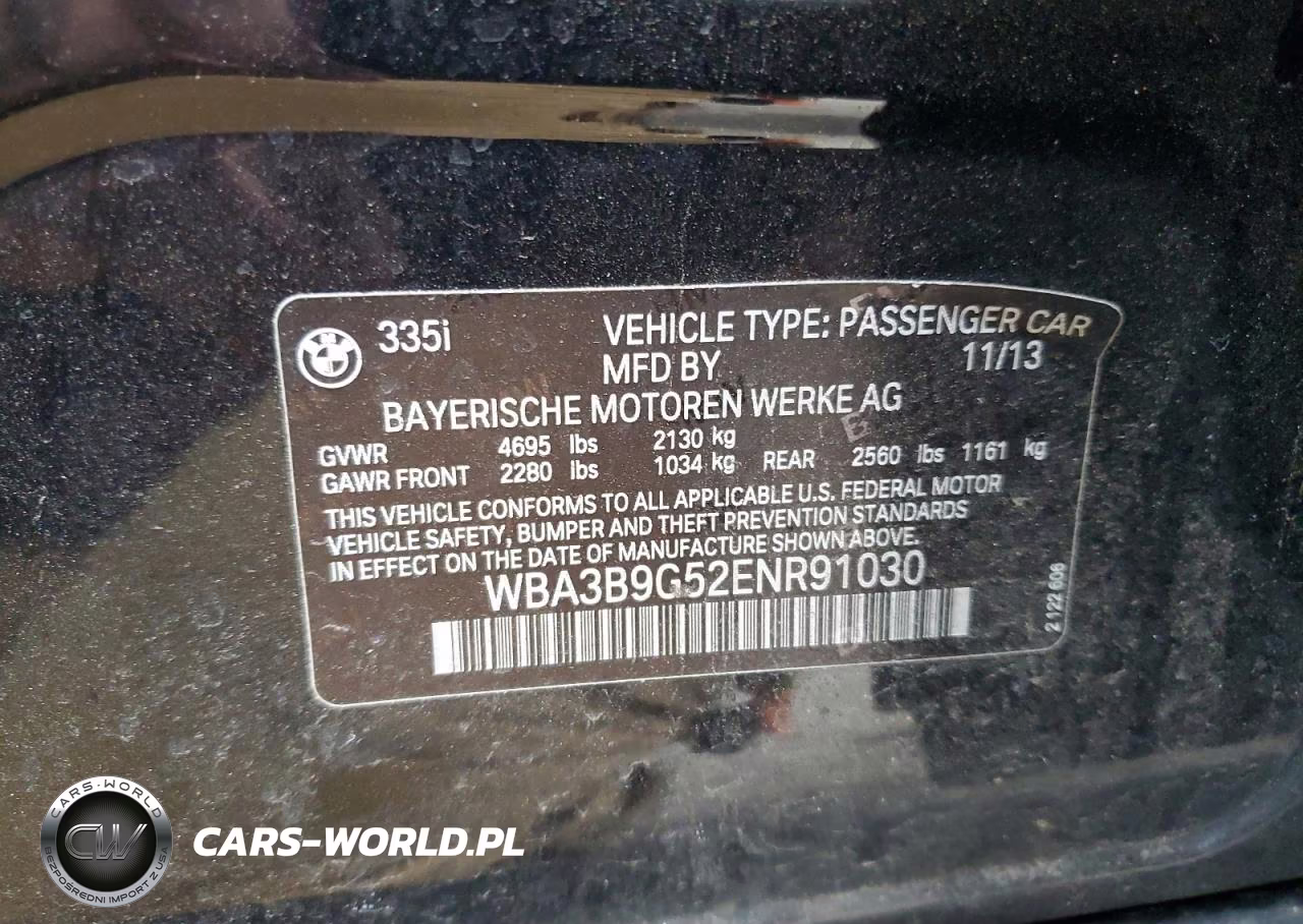 2014 BMW 335 Xi VIN:WBA3B9G52ENR91030 - 12