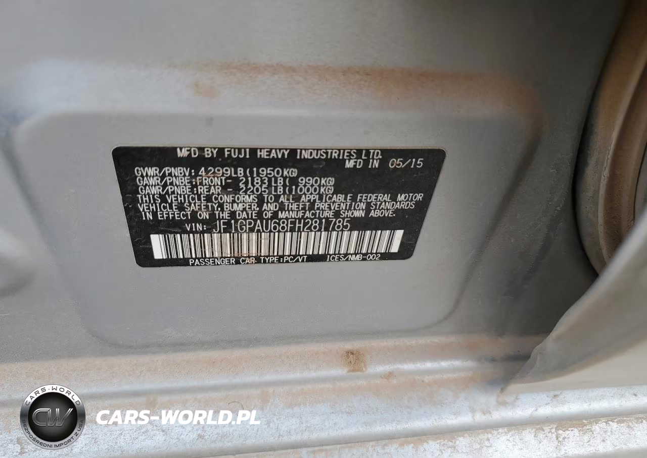 2015 Subaru Impreza Sport VIN:JF1GPAU68FH281785 - 12