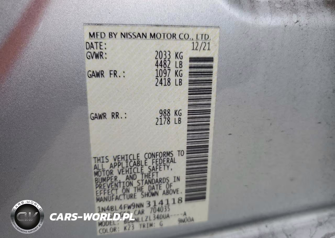 2022 Nissan Altima Platinum VIN:1N4BL4FW9NN314118 - 12