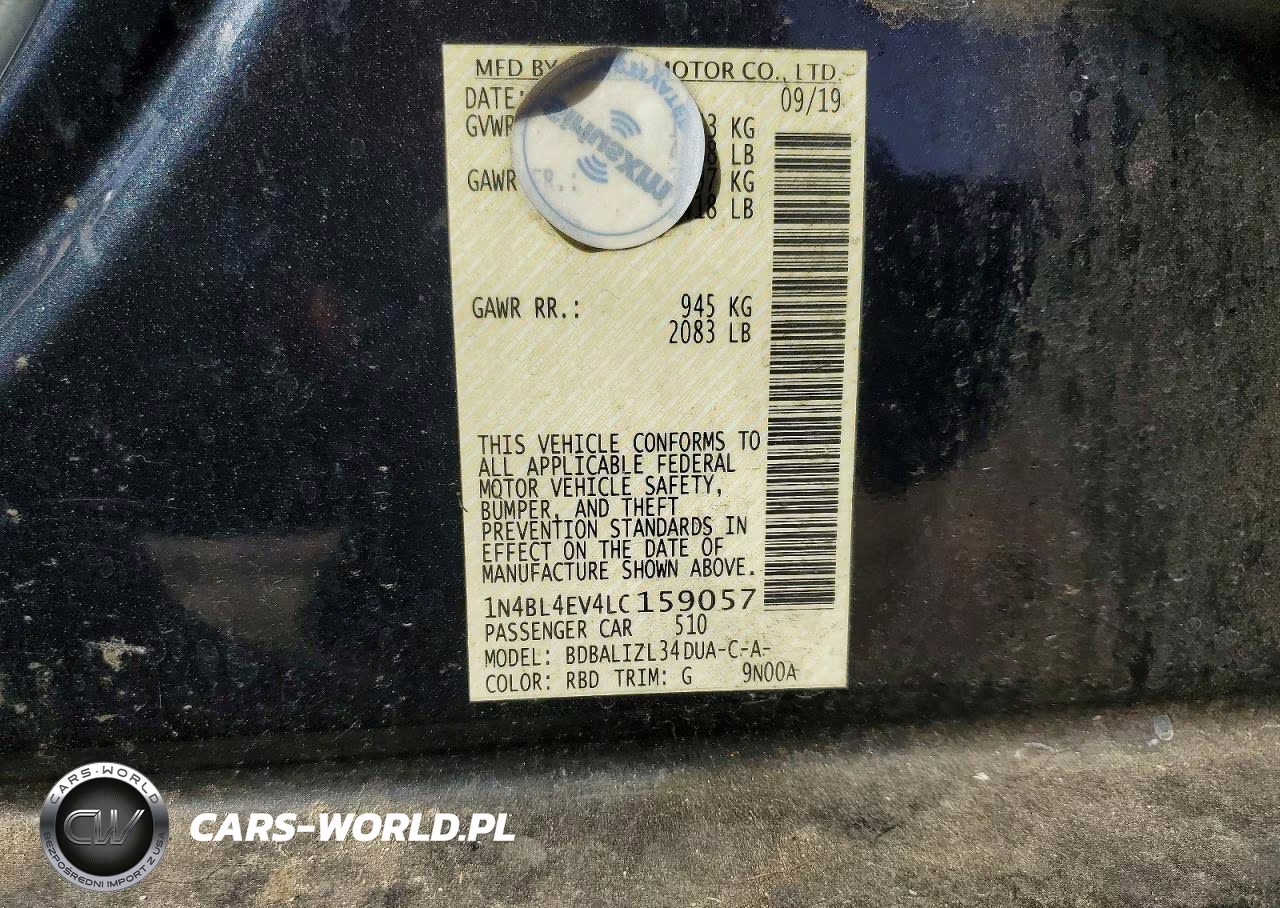 2020 Nissan Altima 2.5 Sl VIN:1N4BL4EV4LC159057 - 12