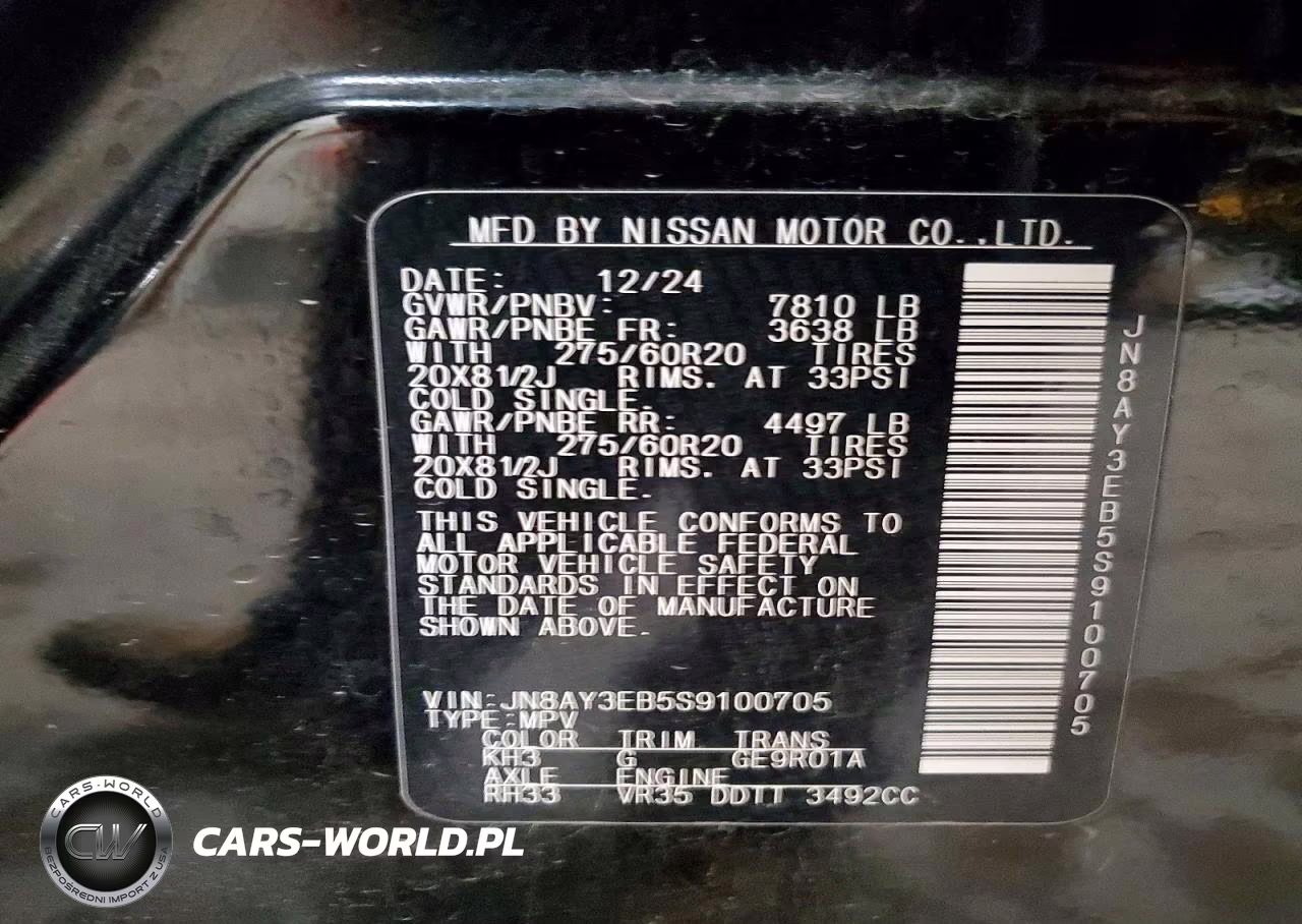 2025 Nissan Armada Platinum VIN:JN8AY3EB5S9100705 - 13